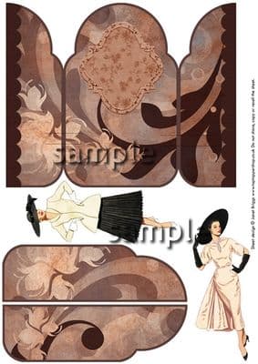 Gatefold Pop Up Vintage Fashions Decoupage Card  Printed Sheet
