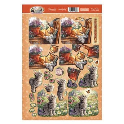 Ginger Tabby & Grey Tabby Cats Hunkydory Decoupage Topper Sheet