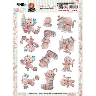 Gingerbread  Christmas Die Cut Decoupage Sheet Yvonne Creations Push Out SB10814