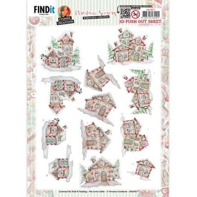 Gingerbread House Christmas Die Cut Decoupage Sheet Yvonne Creations Push Out SB10817