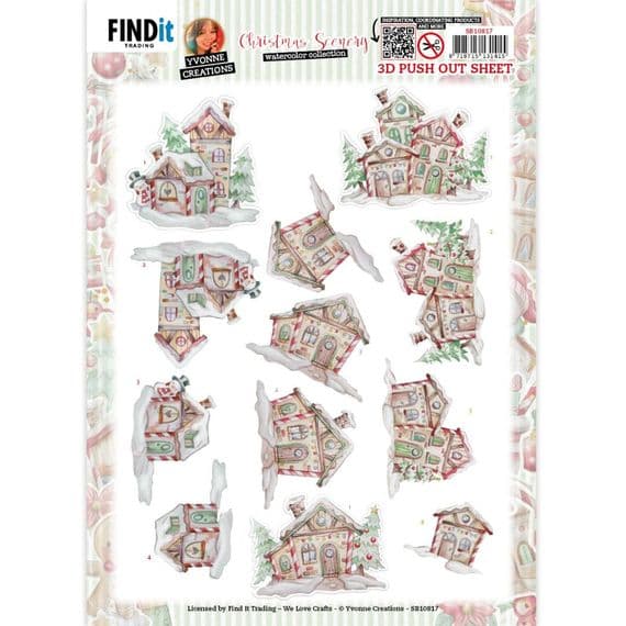 Gingerbread House Christmas Die Cut Decoupage Sheet Yvonne Creations Push Out SB10817