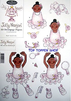 GIRLS - BALLET GIRL dark skin PAPER NATION A4 SBS DECOUPAGE SHEET