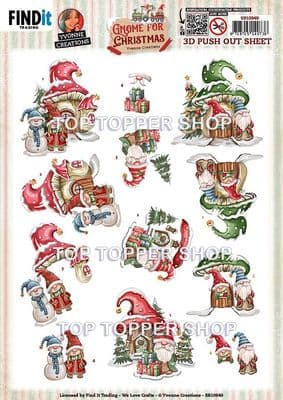 Gnome Houses - Gnome For Christmas  Die Cut Decoupage Sheet Amy Design Push Out SB10949