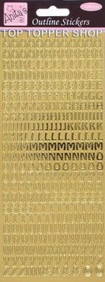 Gold Capital Letters Peel Off Stickers - Docraft Anita's Outline Stickers ANT 8101004