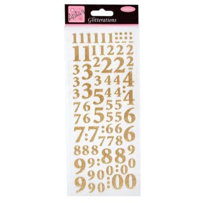 Gold Glitter Numbers - Docraft Anita's Glitterations Peel Off Stickers
