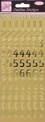 Gold Large Numbers Peel Off Stickers - Docraft Anita's Outline Stickers ANT 8101008