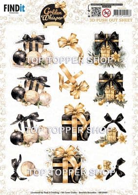 Golden Whisper Presents Christmas Die Cut Decoupage Sheet Yvonne Creations Push Out SB10989