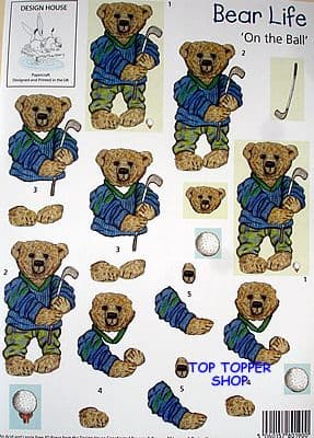 GOLF BEAR LIFE - ON THE BALL - DESIGN HOUSE DECOUPAGE