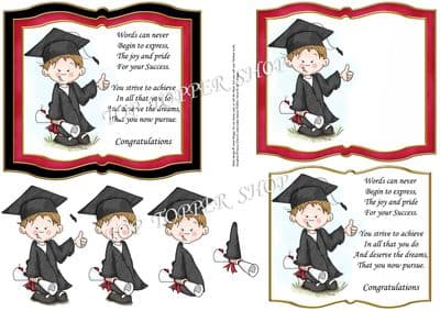 Graduation Book Male Humorous Decoupage Printed Sheet 922ss