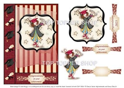 Graduation Girl Card Front And Topper Printed Sheet 501ss