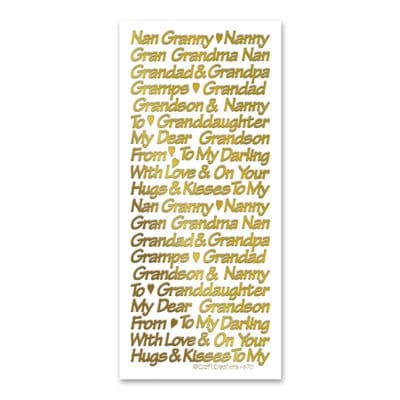 Gran / Grandad etc Gold Katy Sue Peel Off Stickers XL670U