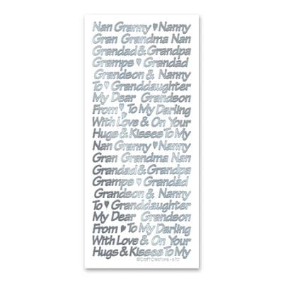 Gran / Grandad etc Silver Katy Sue Peel Off Stickers XL670U