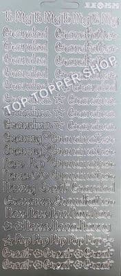 Grandad Grandma etc. Silver Peel Off Stickers JeJe 252501