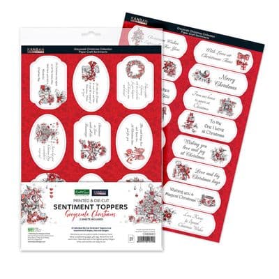 Greyscale Christmas Foiled Sentiment Toppers 2 A4 sheets Kanban Crafts