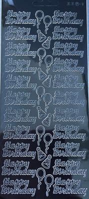 HAPPY BIRTHDAY  BLACK PEEL OFF STICKERS J13 487313