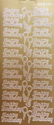 HAPPY BIRTHDAY  GOLD PEEL OFF STICKERS 1.1010 487300
