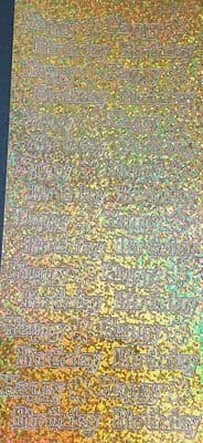 HAPPY BIRTHDAY large, HOLOGRAPHIC GOLD PEEL OFF STICKERS JeJe 484570