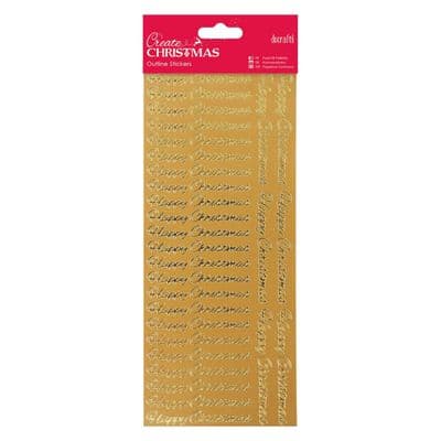 Happy Christmas Gold Mirror Peel Off Stickers - Docraft  Outline Stickers PMA 810904