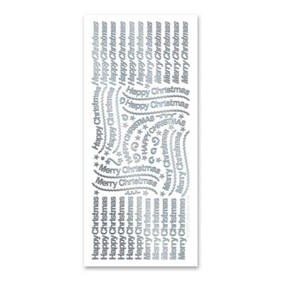 Happy Christmas / Merry Christmas Silver - Katy Sue Peel Off Stickers