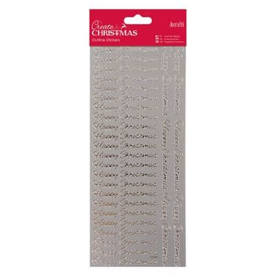 Happy Christmas Silver Mirror Peel Off Stickers - Docraft  Outline Stickers PMA 810905