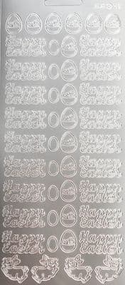 Happy Easter Silver Peel Off Stickers JeJe 45