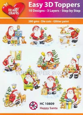 Happy Santa 10 Easy 3d Die Cut Christmas Decoupage Toppers Hearty Crafts HC10809