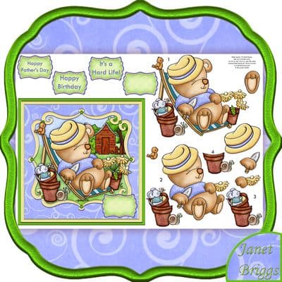 Hard Life In The Garden Topper & Decoupage Printed Sheet 496dd