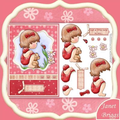 Hello Ladybird Card & Decoupage Printed Sheet 516dd