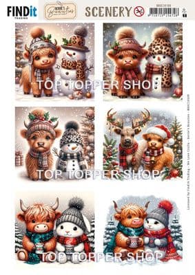 Highland Holidays  A4 Christmas Die Cut Toppers Berrie's Beauties Scenery Push Out BBSC10109