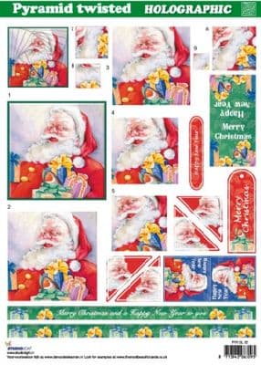 HOLOGRAPHIC PYRAMID DECOUPAGE CHRISTMAS SANTA STUDIO LIGHT 62