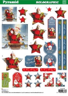HOLOGRAPHIC PYRAMID DECOUPAGE CHRISTMAS SANTA STUDIO LIGHT 66
