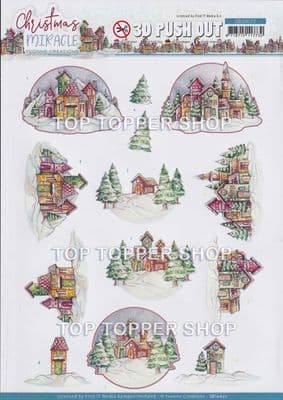 Houses Die Cut Decoupage Sheet Christmas Miracle Yvonne Creations Push Out SB10672