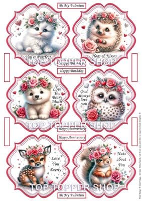 Humorous Romantic Animals - 6 Card Toppers  TTSTOP16