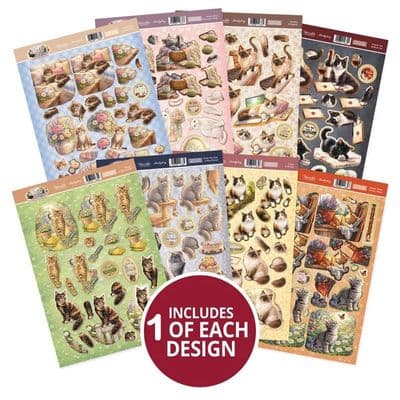 Hunkydory Cat Tales Decoupage Topper Collection 8 Sheets