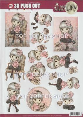 In The Pink Lilly Luna Die Cut Decoupage Sheet Push Out SB10209