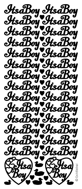 IT'S A BOY SILVER PEEL OFF STICKERS 416