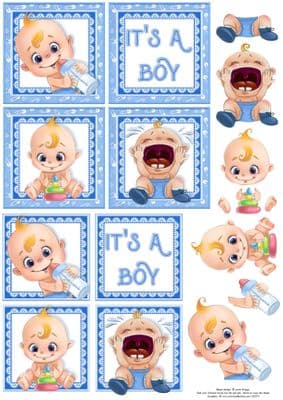 It's a Boy Squares Decoupage printed sheet