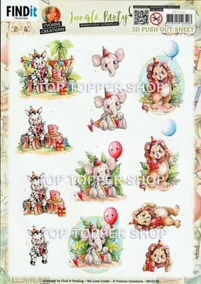 Jungle Party  Die Cut Decoupage Sheet Yvonne Creations Push Out SB10739