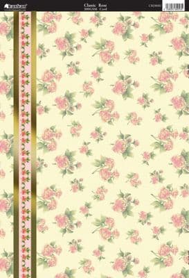 KANBAN A4 CARD CLASSIC ROSE FOILED BORDER CRD8082