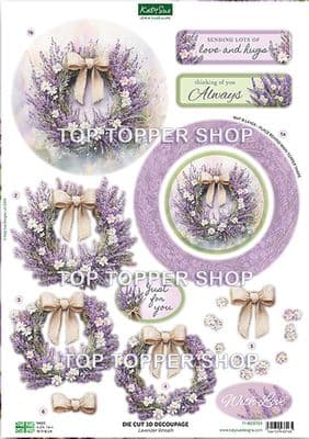 Lavender Wreath  A4 Die Cut Decoupage Sheet - Katy Sue Designs
