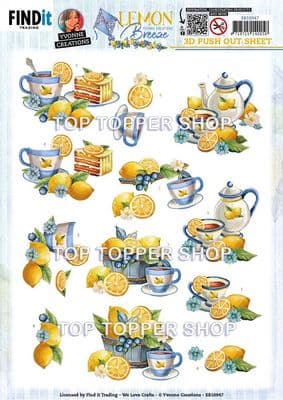 Lemon Tea  Die Cut Decoupage Sheet Yvonne Creations Push Out SB10947