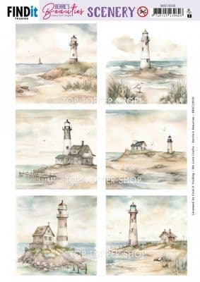 Lighthouse Square  A4 Die Cut Card Toppers Berrie's Beauties Scenery Push Out BBSC10036