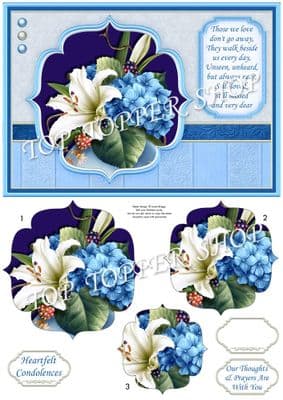 Lily & Hydrangea Sympathy Verse A5 Quick Pyramage Printed Sheet 927mb
