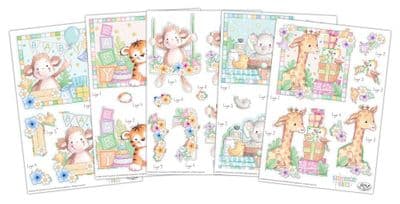Little Ones 10 Sheets 3D Die Cut New Baby Decoupage Set Craft Consortium