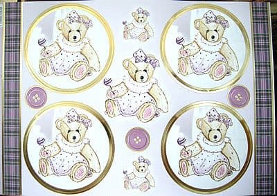 LOVABLE TEDDIES LUCY BEAR DIECUT CARD TOPPERS KANBAN