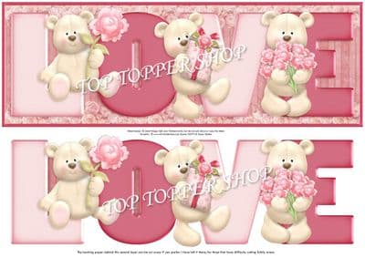 LOVE BEARS Large DL Word Card & Decoupage printed sheet 362