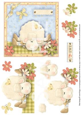 LOVE EWE decoupage printed sheet 311