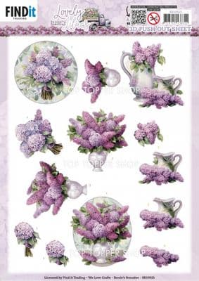 Lovely Lilac Bouquets  Die Cut Decoupage Sheet Yvonne Creations Push Out SB10925