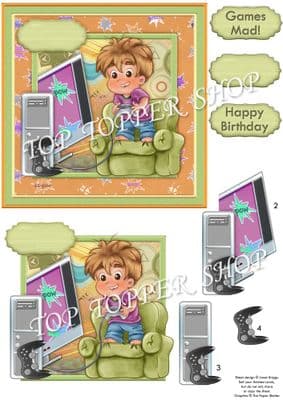 Mad About Computer Games Decoupage Printed Sheet 937