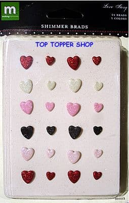 MAKING MEMORIES HEART SHIMMER BRADS * LOVE STORY*